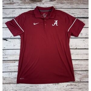 Alabama Crimson Tide Nike Polo Mens Large Red‎ Dri-Fit Active Performance Shirt